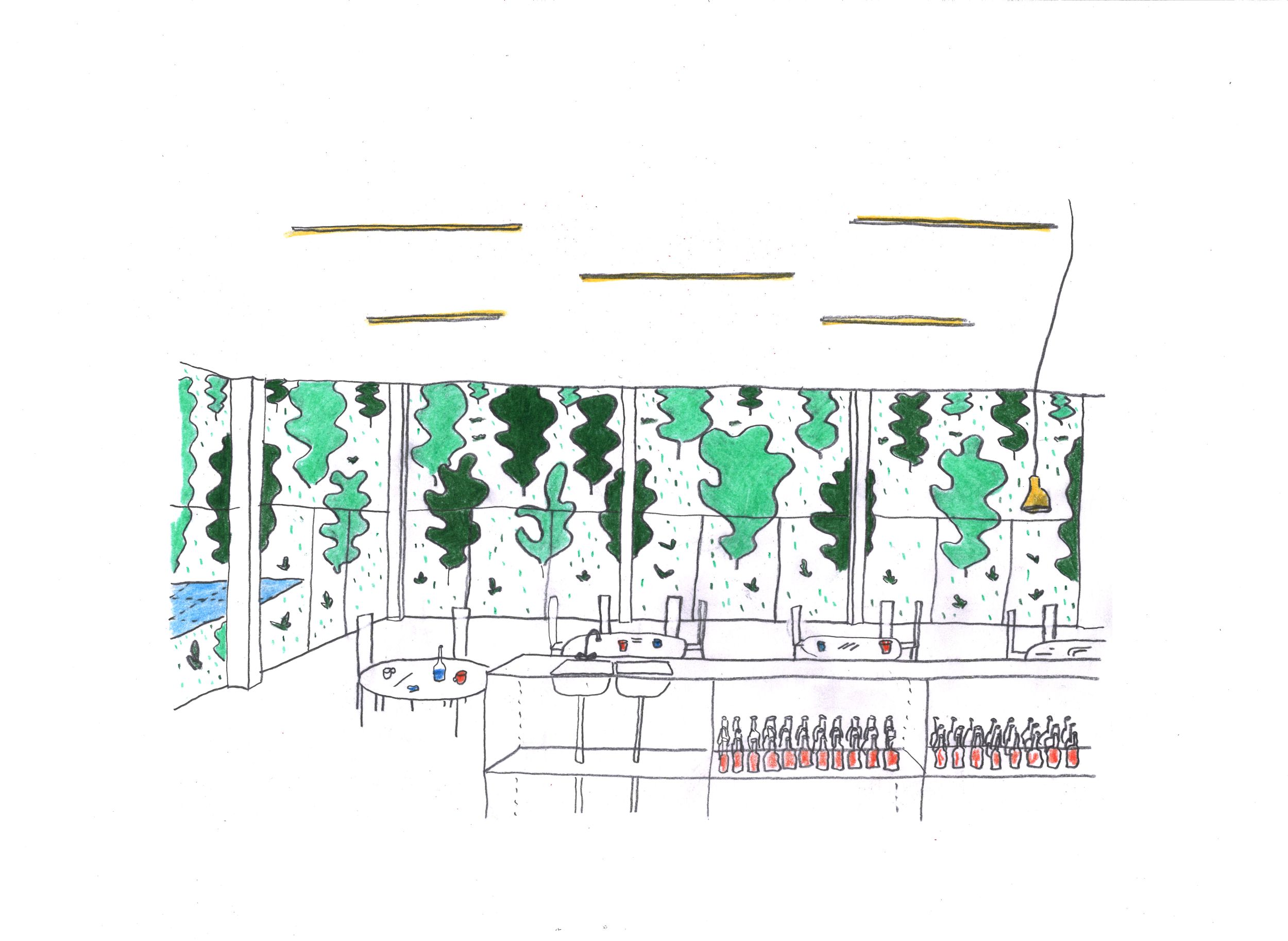 croquis vue cafeteria